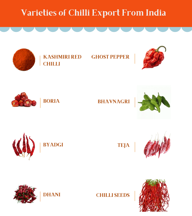 Varieties of Chilli Export From India