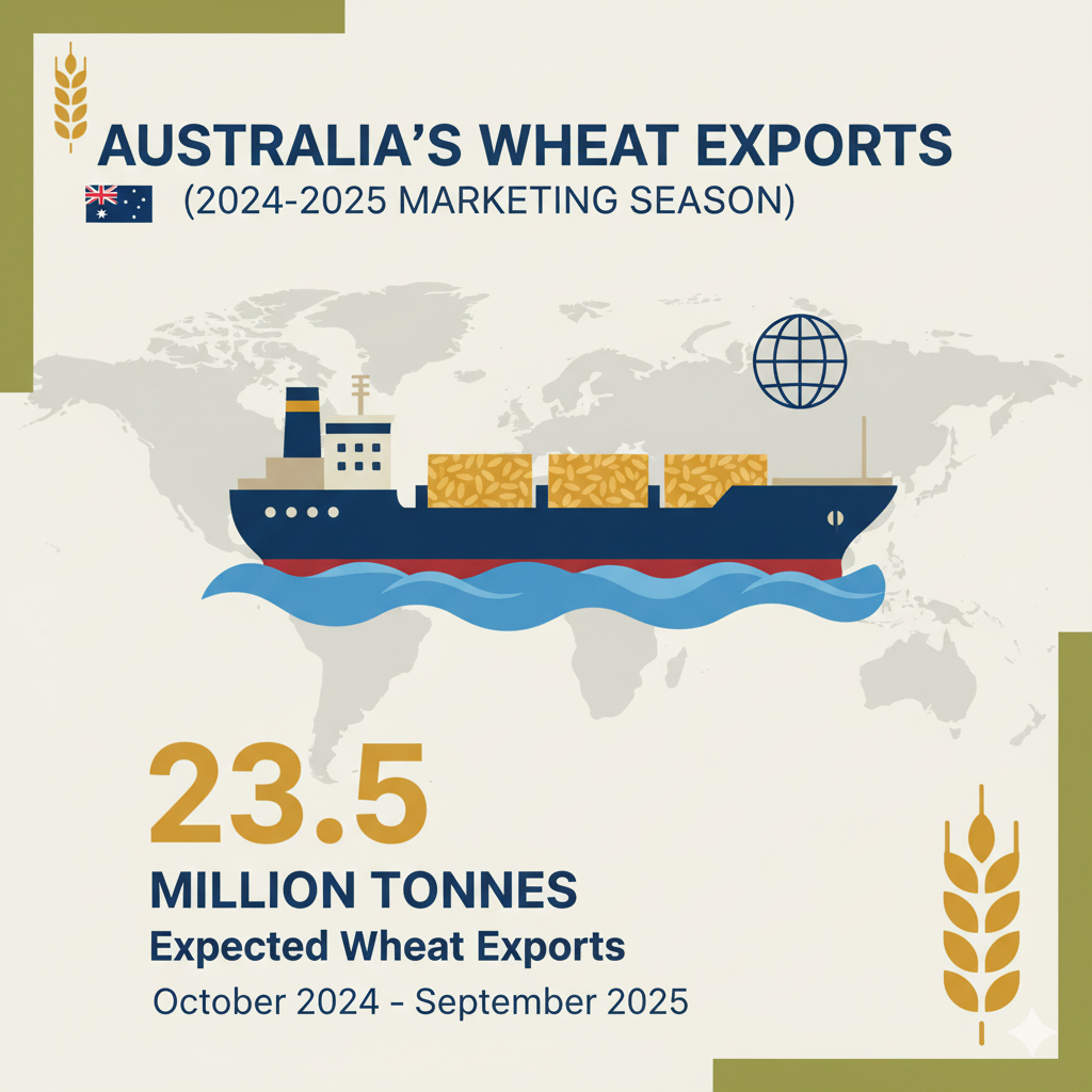 Wheat is exported from Australia